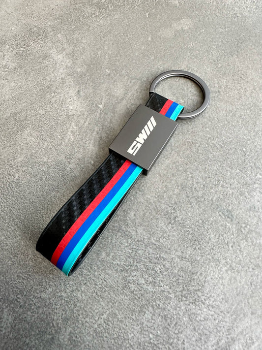 BMW M5 Schlüsselanhänger Hochwertig Keychain Stoff Schwarz mit M-Paket Carbon
