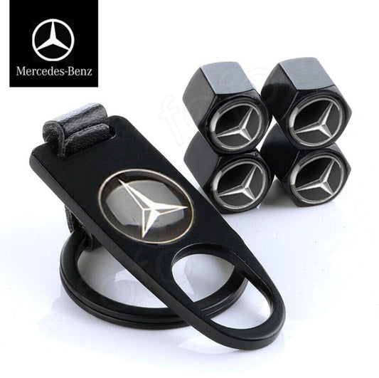 Mercedes Schlüsselanhänger + 4 Ventilkappen Luftkappen Geschenkset Raddeckel