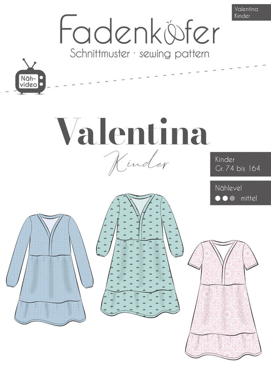 FADENKÄFER Papier Schnittmuster Valentina Kinder Größe 74 bis 164 Neu