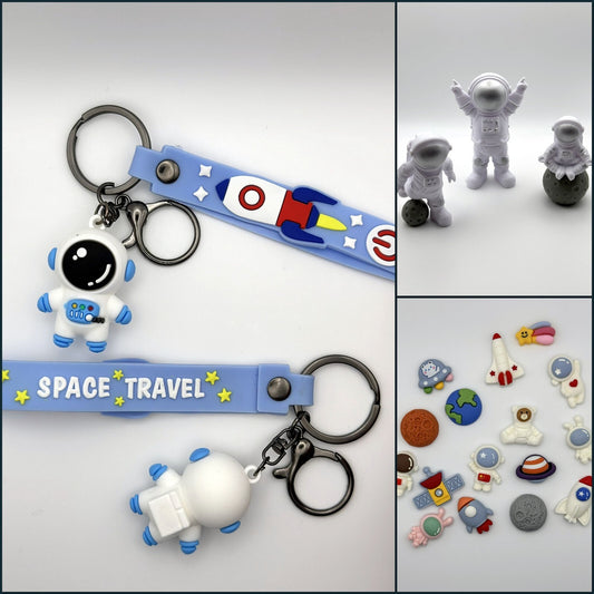 Astronaut Set Schlüsselanhänger Weltraum Miniatur Rakete Astro Figuren Space
