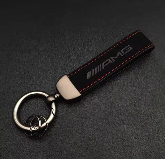 Mercedes-Benz AMG Schlüsselanhänger Wildleder Keyring Alcantara rote Naht