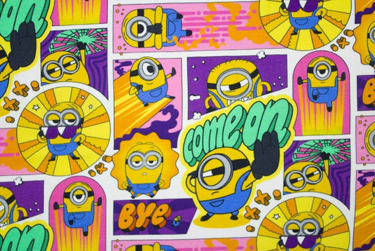 Baumwolljersey Stoff Minions - Preis gilt für 0,50m Disney Lizenzstoffe Jersey