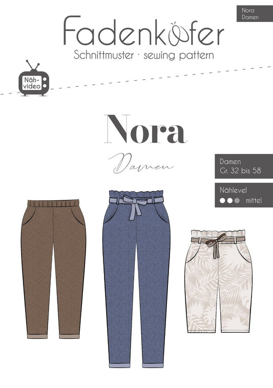 FADENKÄFER Papier Schnittmuster Hose Nora Damen Größe 32 bis 58 Neu
