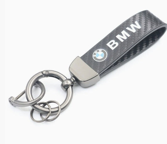 BMW Schlüsselanhänger Carbon Metall Karabinerhaken rund grau Anhänger BMW Logo