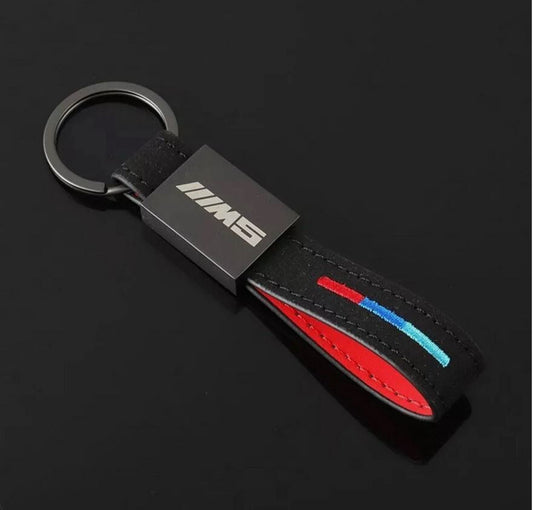 BMW M5 Schlüsselanhänger Hochwertig Keychain Stoff Schwarz mit M-Paket Farben