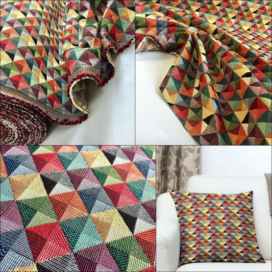 GOBELIN Stoff Dekostoff Taschenstoff Kissen Polster Rauten Dreiecke EUR 15,99/m