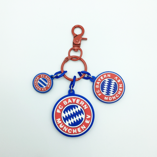 FC Bayern München Gummi FCB 3er Set Schlüsselanhänger roter Karabiner Geschenk