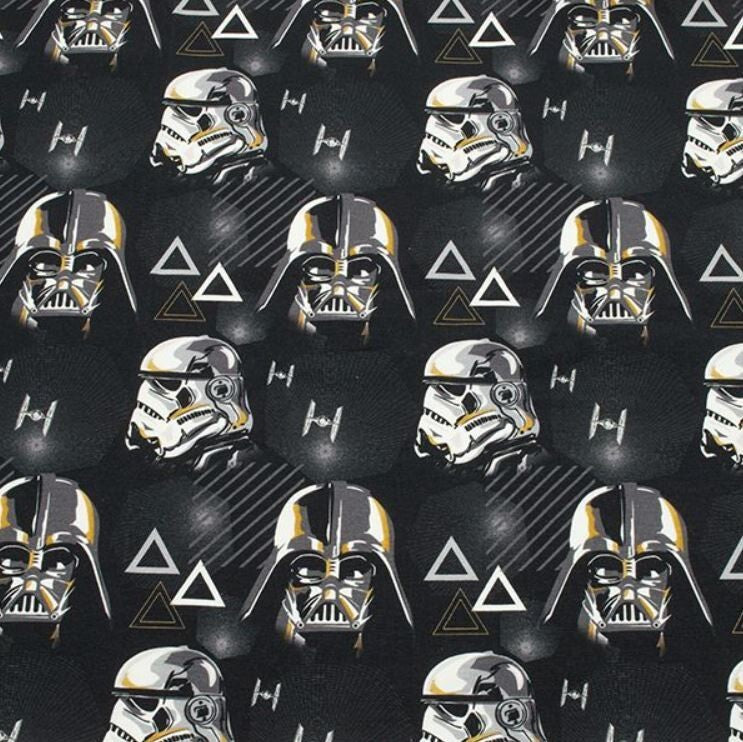 Jersey Stoff Star Wars, Darth Vader, Storm Trooper, schwarz (Meterware ab 0,50m)
