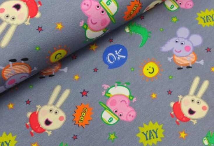 Baumwolljersey Stoff Peppa Wutz - Preis gilt für 0,50m Disney Lizenzstoffe