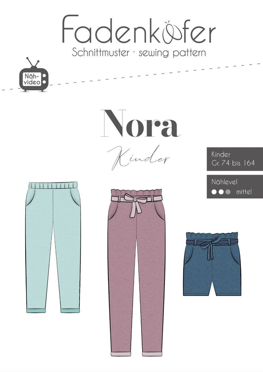 FADENKÄFER Papier Schnittmuster Hose Nora Kinder Größe 74 bis 164 Neu
