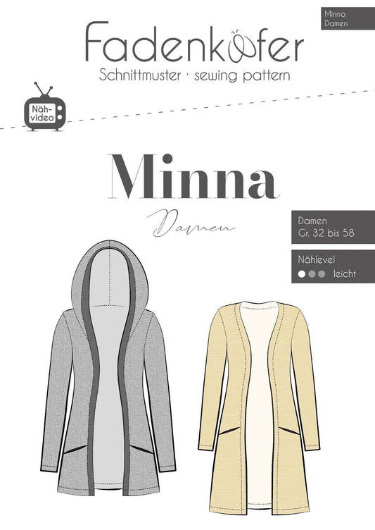 FADENKÄFER Papier Schnittmuster Minna Damen Größe 32 bis 58 Neu Strickjacke
