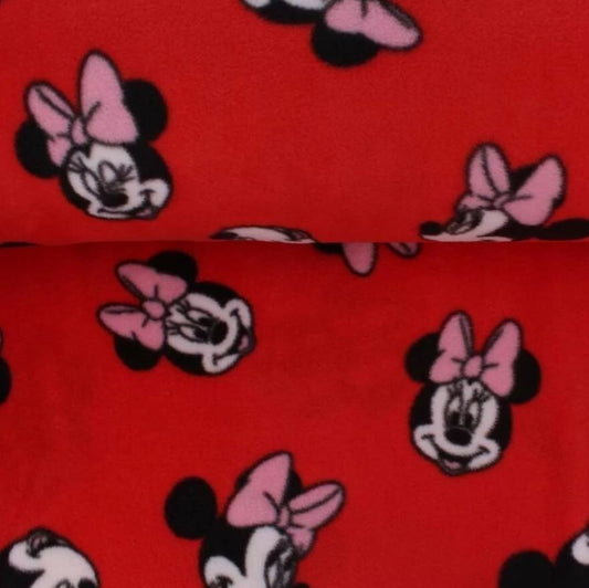 Polarfleece Minnie Maus Stoff rot - Preis für 0,50m Disney Lizenzstoffe Fleece
