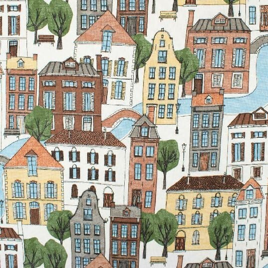 Dekostoff Häuser Landschaft Stadt City (Meterware ab 0,50m) Sommerstoff Deko top