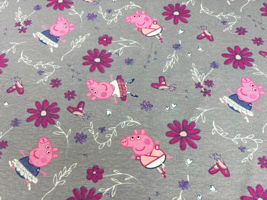 Baumwolljersey Stoff Peppa Wutz - Preis gilt für 0,50m Disney Lizenzstoffe