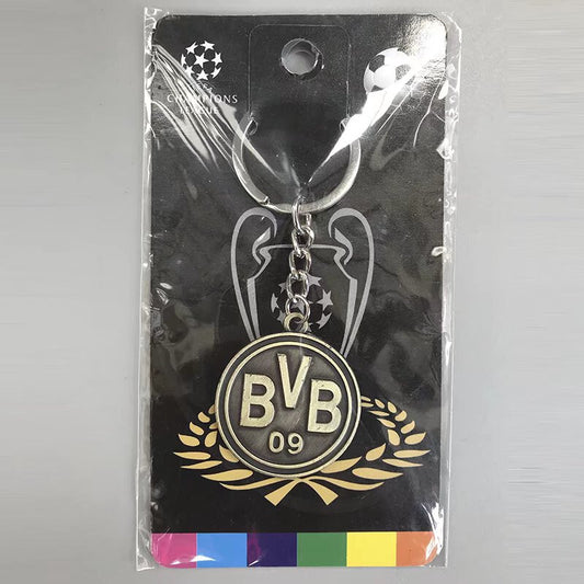Fußball Schlüsselanhänger Fanartikel Metall Geschenkset Fußballfans schwarz-gelb