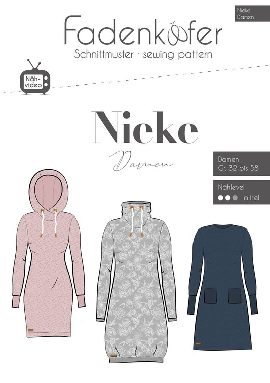 FADENKÄFER Papier Schnittmuster Kleid Nieke Damen Größe 32 bis 58 Neu