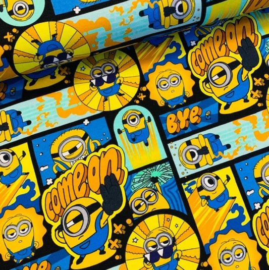 Baumwolljersey Stoff Minions - Preis gilt für 0,50m Disney Lizenzstoffe Jersey