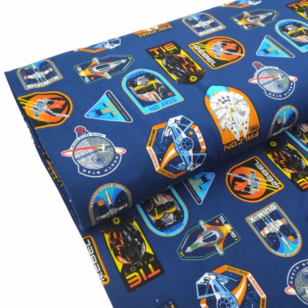 Jersey Stoff Star Wars, Darth Vader, Storm Trooper, marine blau (Meterware ab 0,50m)